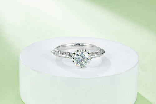 1-carat Luxury And Fashionable Light Luxury Jewelry Silver Ring Set With Top-quality Moissanite, S925 Silver Plated Platinum