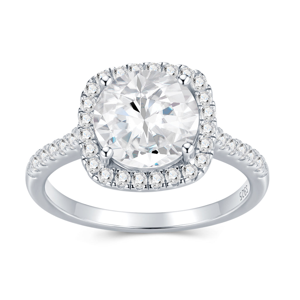 2-carat Luxury Fashion Minimalist Trend Jewelry Silver Ring Set With Top-quality Moissanite, Made Of S925 Silver With Electroplated Platinum.