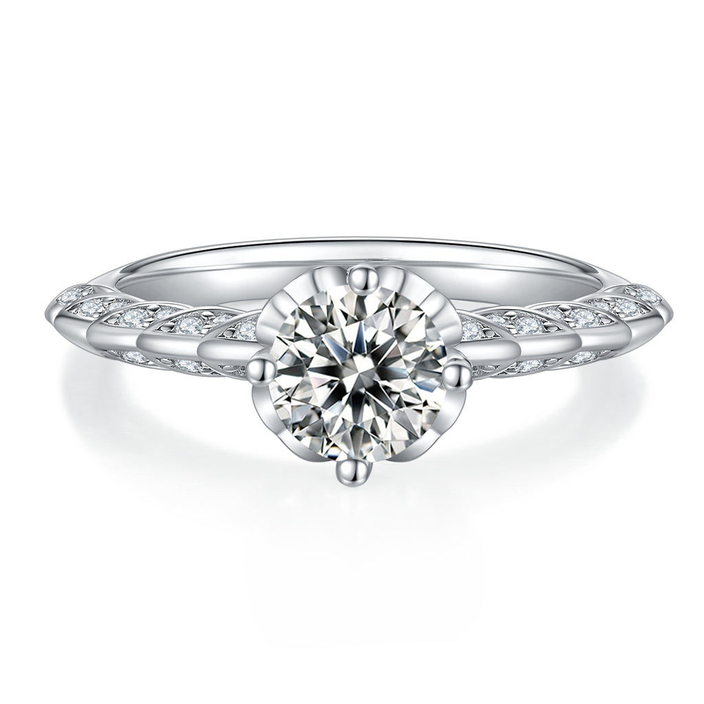1-carat Luxury And Fashionable Light Luxury Jewelry Silver Ring Set With Top-quality Moissanite, S925 Silver Plated Platinum