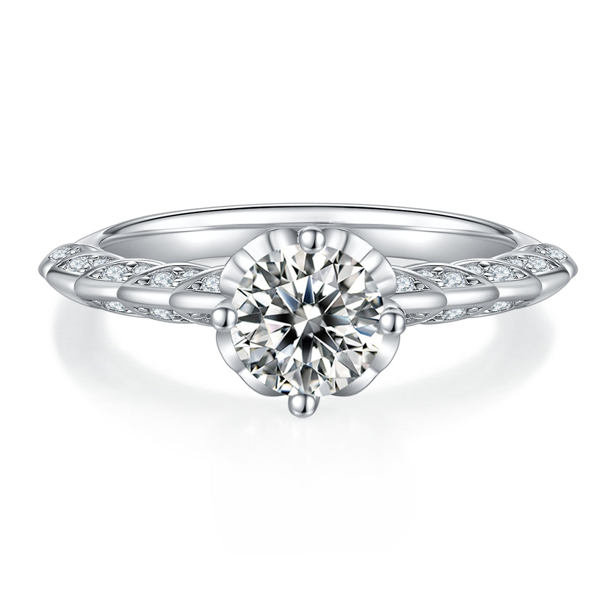 1-carat Luxury And Fashionable Light Luxury Jewelry Silver Ring Set With Top-quality Moissanite, S925 Silver Plated Platinum