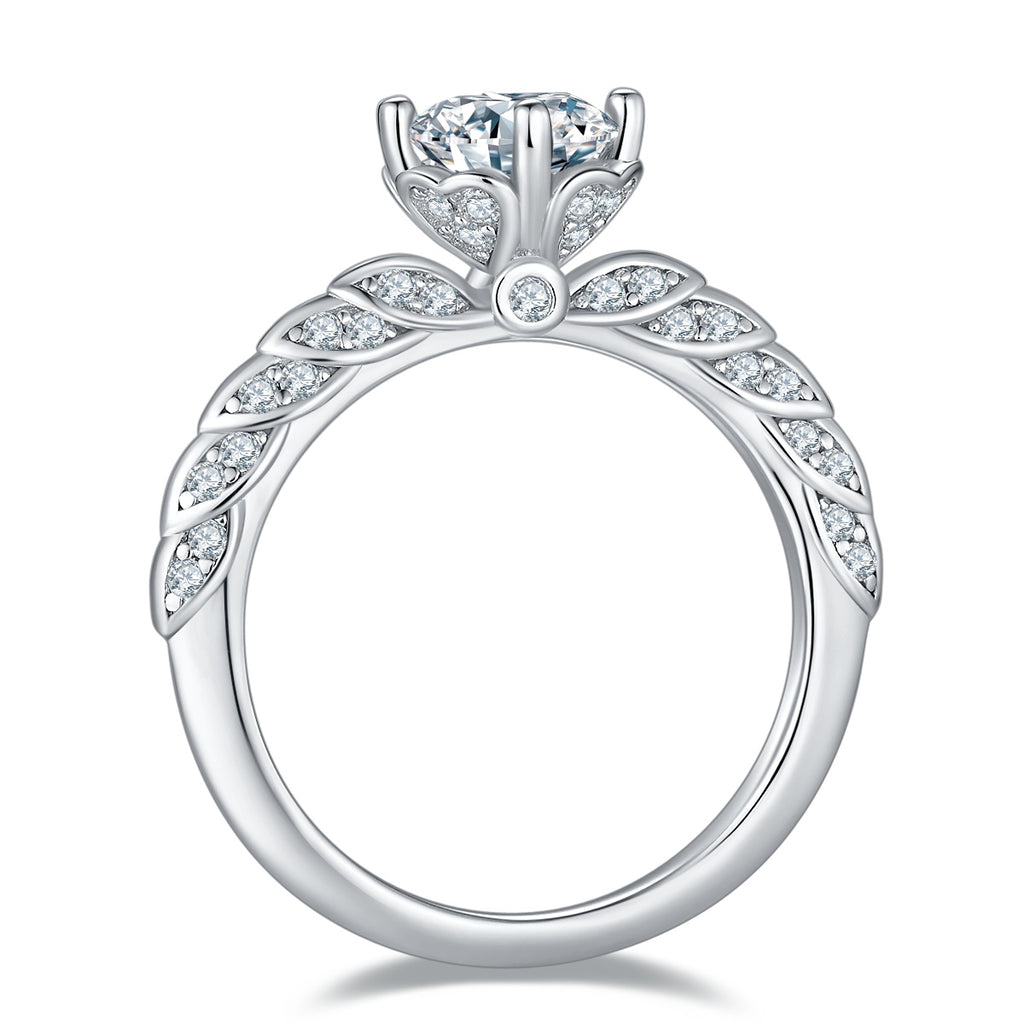1-carat Luxury And Fashionable Light Luxury Jewelry Silver Ring Set With Top-quality Moissanite, S925 Silver Plated Platinum