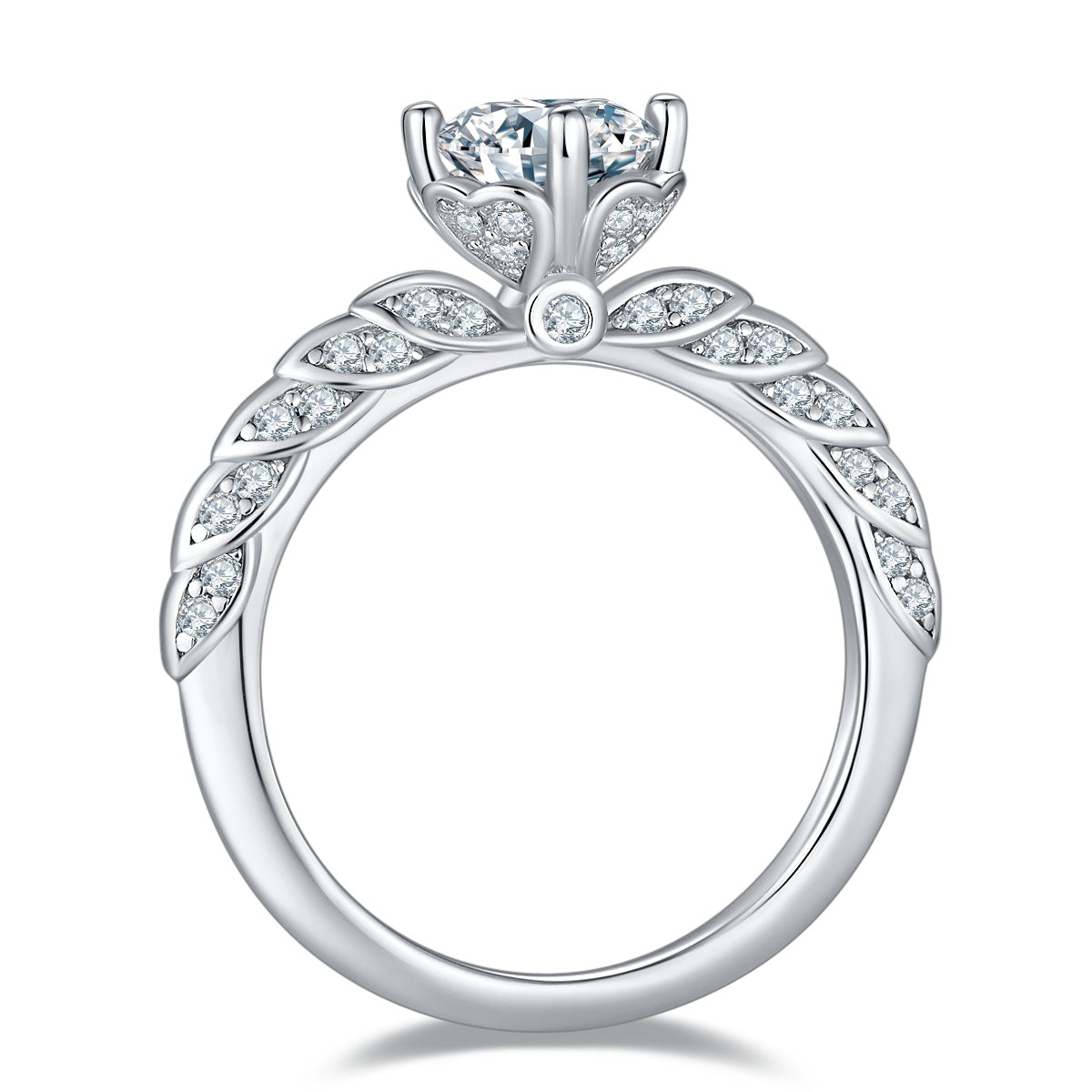1-carat Luxury And Fashionable Light Luxury Jewelry Silver Ring Set With Top-quality Moissanite, S925 Silver Plated Platinum