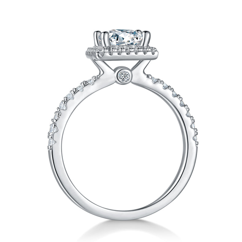 Square Moissanite Set With Top-quality Moissanite Luxury And Fashionable Light Luxury Jewelry Silver Ring S925 Silver Electroplated With Platinum