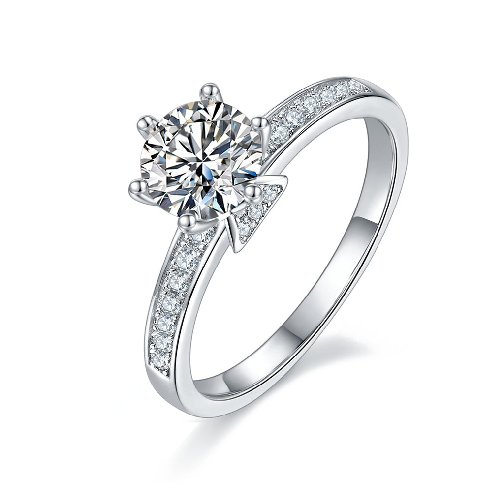 1-carat Luxury And Fashionable Light Luxury Jewelry Silver Ring Set With Top-quality Moissanite, S925 Silver Plated Platinum