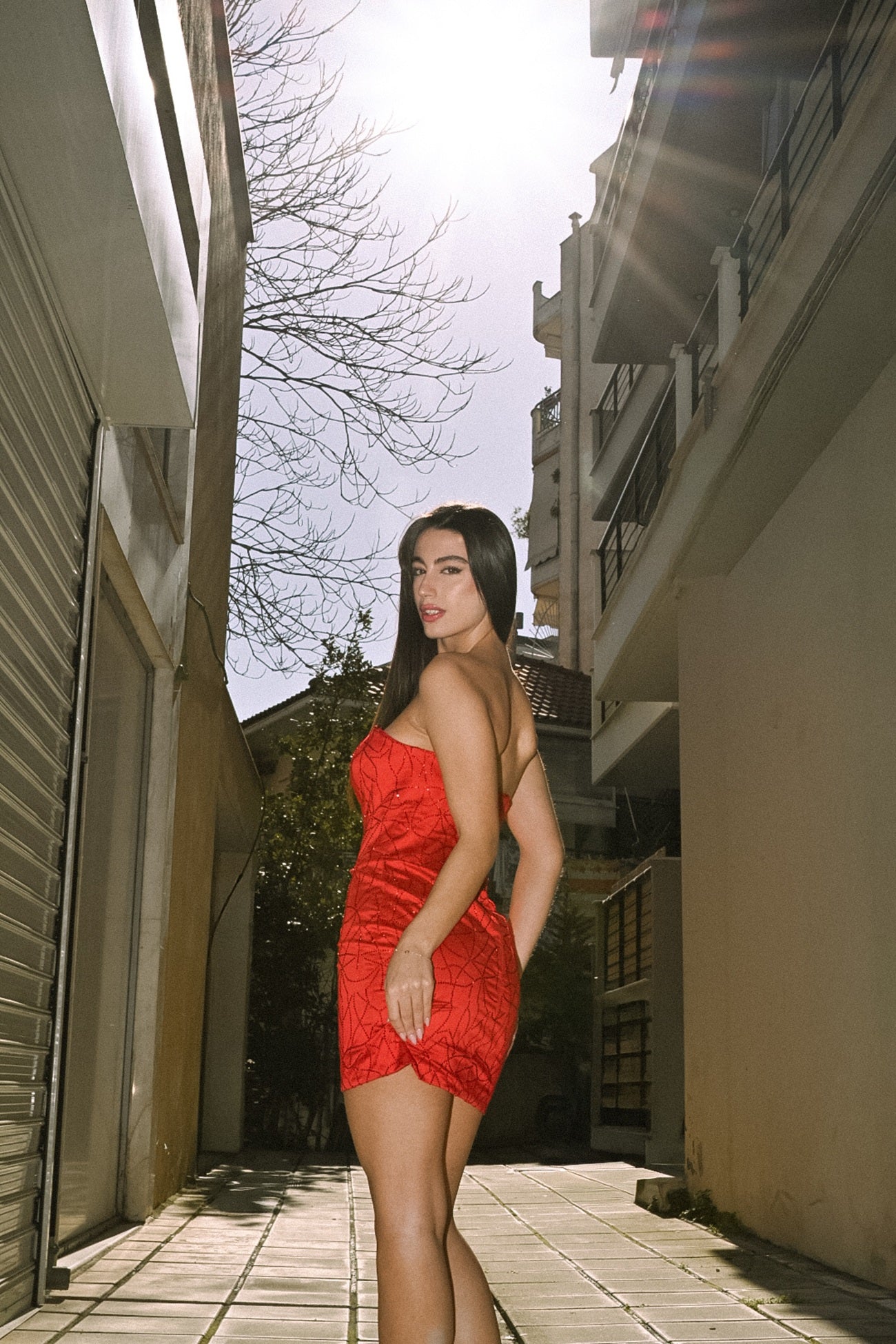 Scarlet Temptation Mini Dress by KOSMILUX