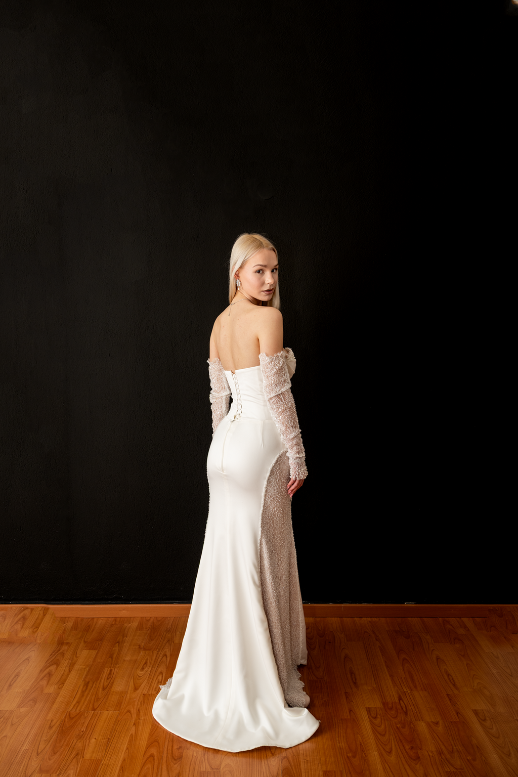 IRINA – Mermaid Wedding Dress with Lace & Pearl Embroidery