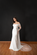GALINI – Sheath Wedding Dress with Detachable Train | Stretch Satin