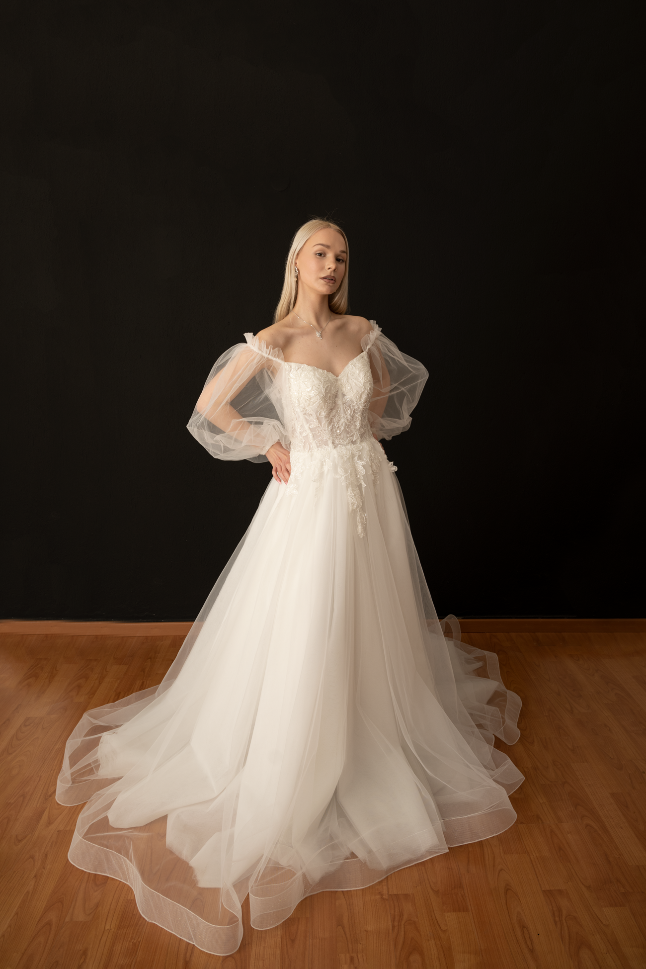 Ophelia –  Bead Embroidered Tulle Princess Wedding Dress