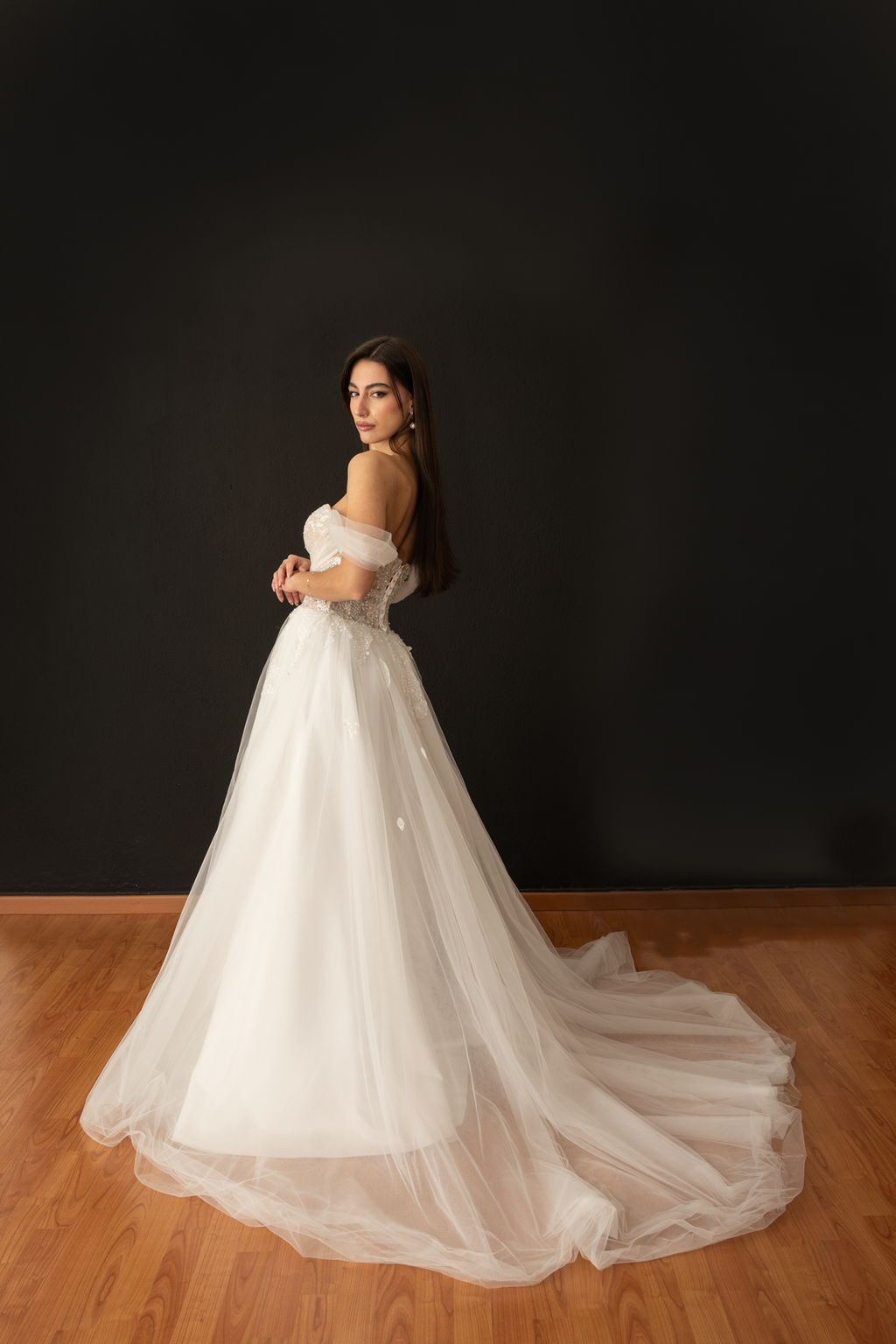 ARTEMIS – A-Line Wedding Dress with Glitter Tulle & Beaded Appliqués
