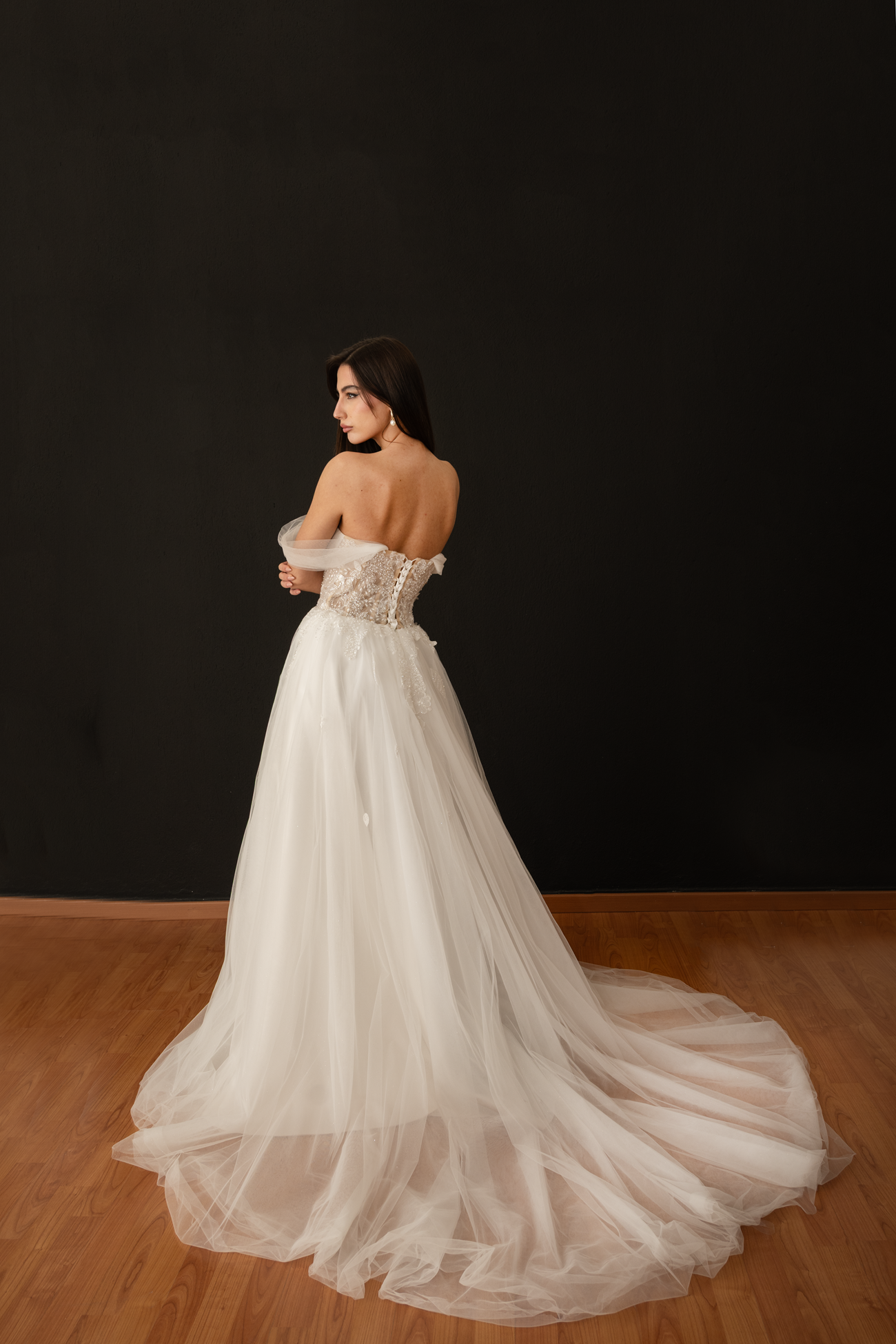 ARTEMIS – A-Line Wedding Dress with Glitter Tulle & Beaded Appliqués