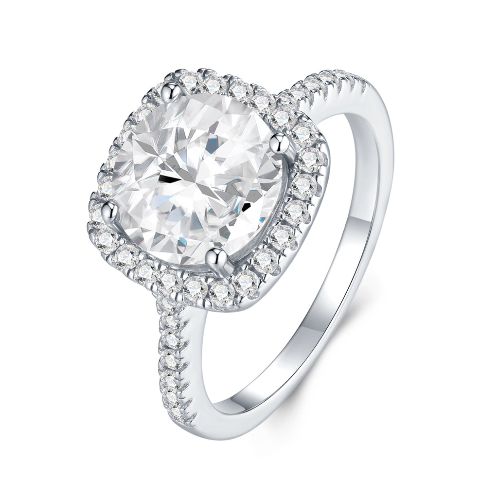 2-carat Luxury Fashion Minimalist Trend Jewelry Silver Ring Set With Top-quality Moissanite, Made Of S925 Silver With Electroplated Platinum.