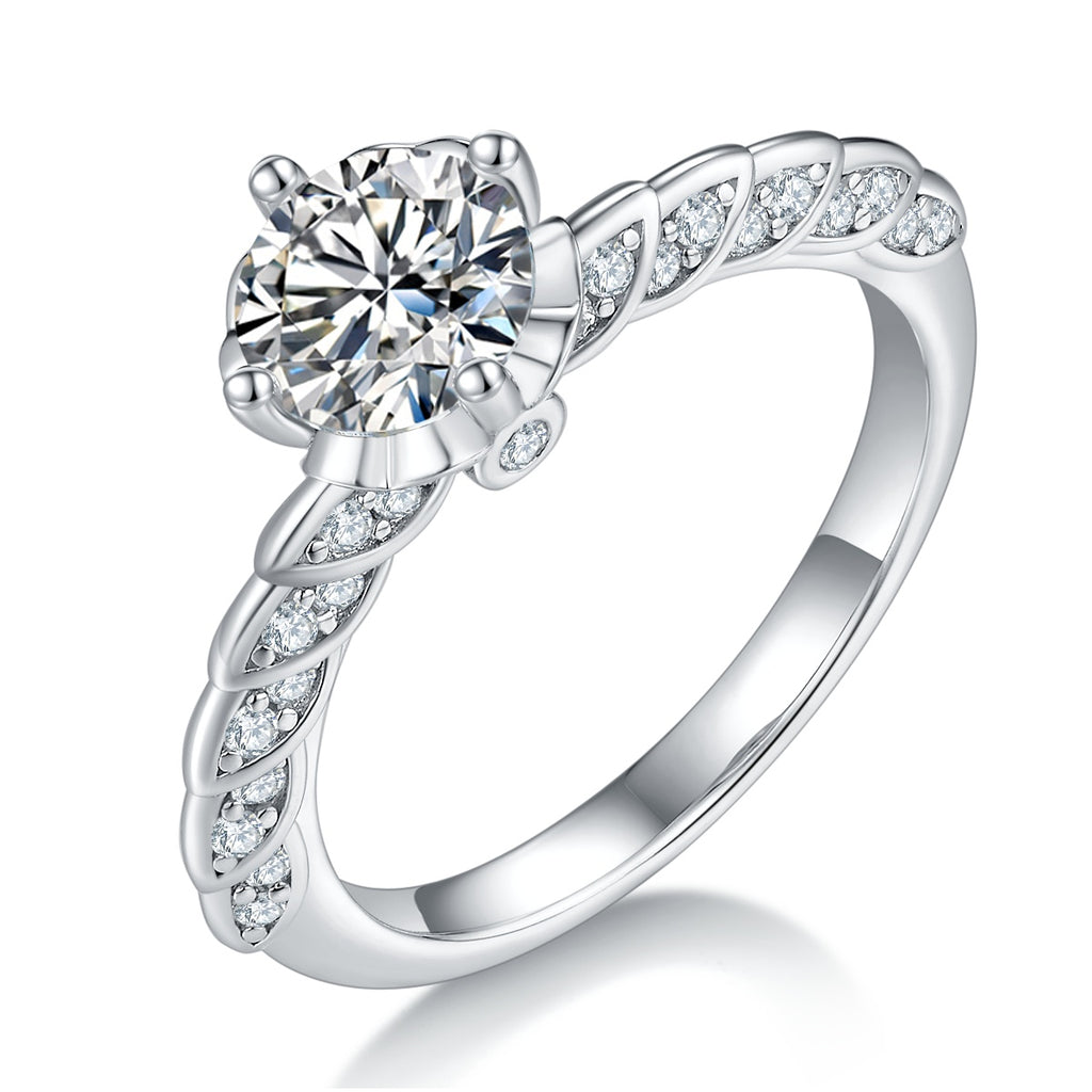 1-carat Luxury And Fashionable Light Luxury Jewelry Silver Ring Set With Top-quality Moissanite, S925 Silver Plated Platinum