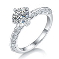 1-carat Luxury And Fashionable Light Luxury Jewelry Silver Ring Set With Top-quality Moissanite, S925 Silver Plated Platinum