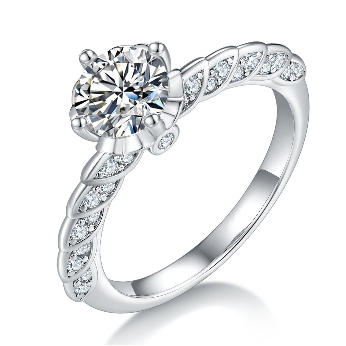1-carat Luxury And Fashionable Light Luxury Jewelry Silver Ring Set With Top-quality Moissanite, S925 Silver Plated Platinum