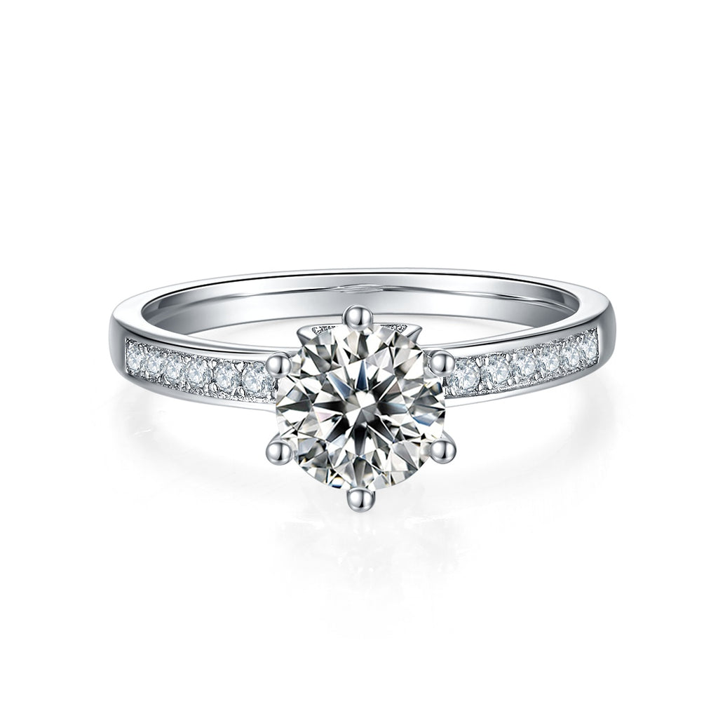 1-carat Luxury And Fashionable Light Luxury Jewelry Silver Ring Set With Top-quality Moissanite, S925 Silver Plated Platinum