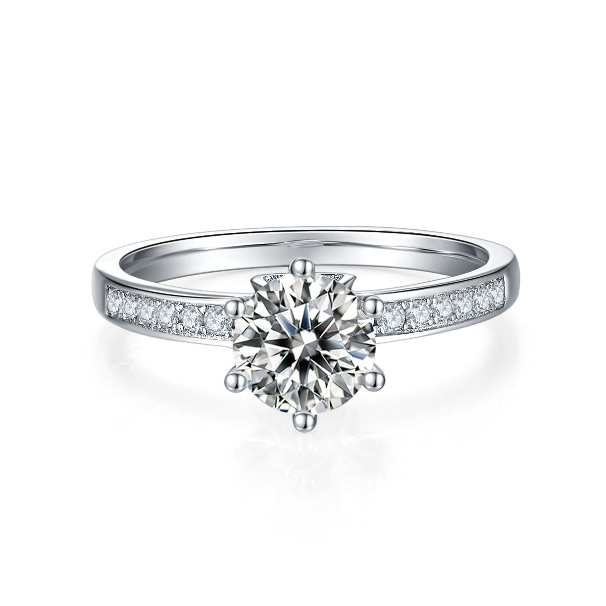 1-carat Luxury And Fashionable Light Luxury Jewelry Silver Ring Set With Top-quality Moissanite, S925 Silver Plated Platinum
