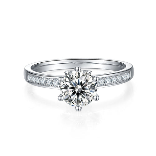 1-carat Luxury And Fashionable Light Luxury Jewelry Silver Ring Set With Top-quality Moissanite, S925 Silver Plated Platinum
